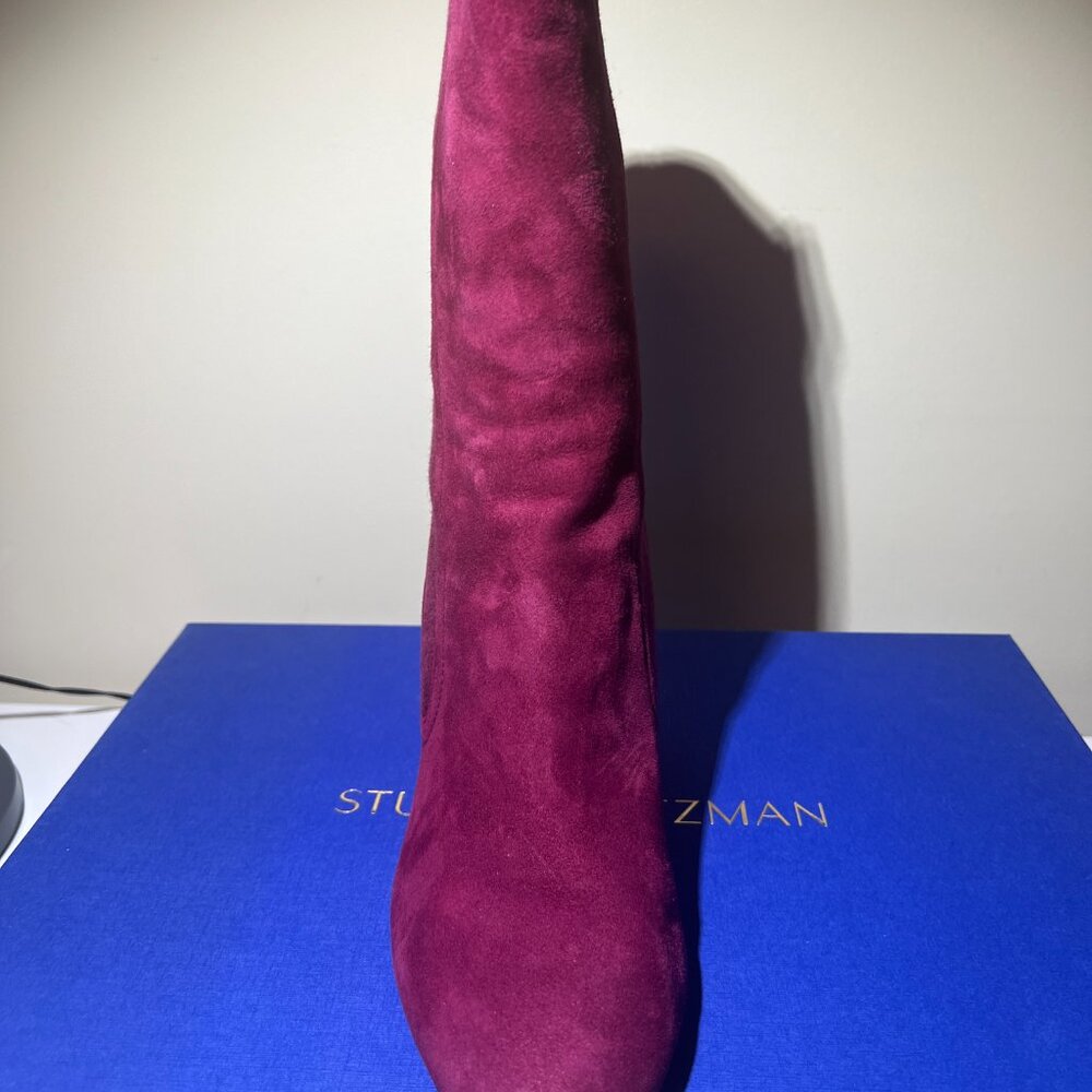 Stuart Weitzman - "The Fifer 80" - Suede Boots - Raspberry Colour - Picture 13 of 15
